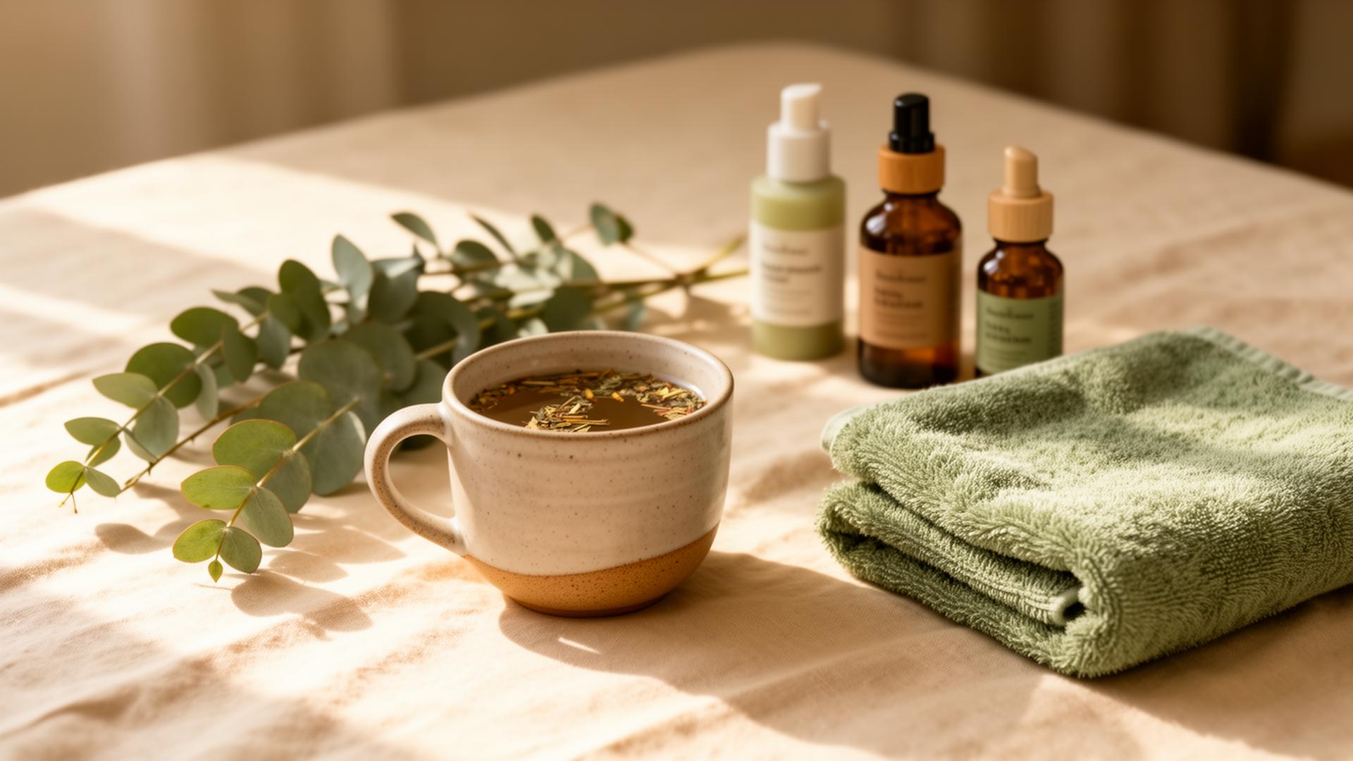 Calming wellness flatlay